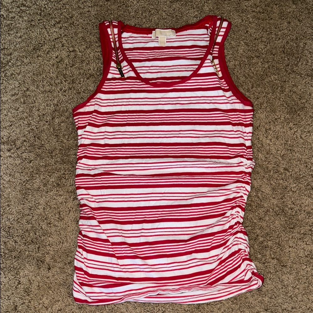Michael Kors Red and White Striped Tank Top